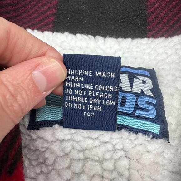 Vintage Buffalo Plaid Fleece Coat Jacket Red Black Checkered Sherpa Lining - Picture 5 of 6